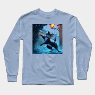 Dedicated Dog Practices Karate in the Rain Long Sleeve T-Shirt